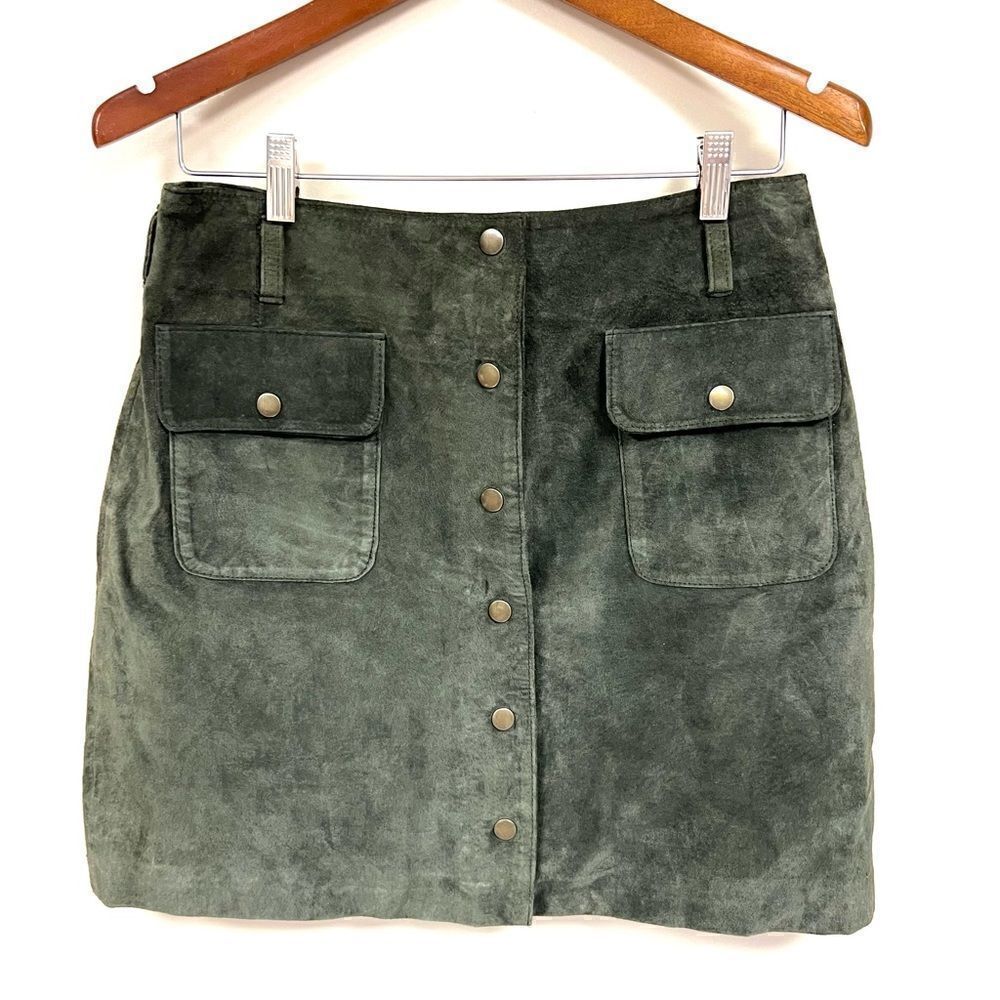 Clifford & Wills olive green suede mini skirt size 6/8